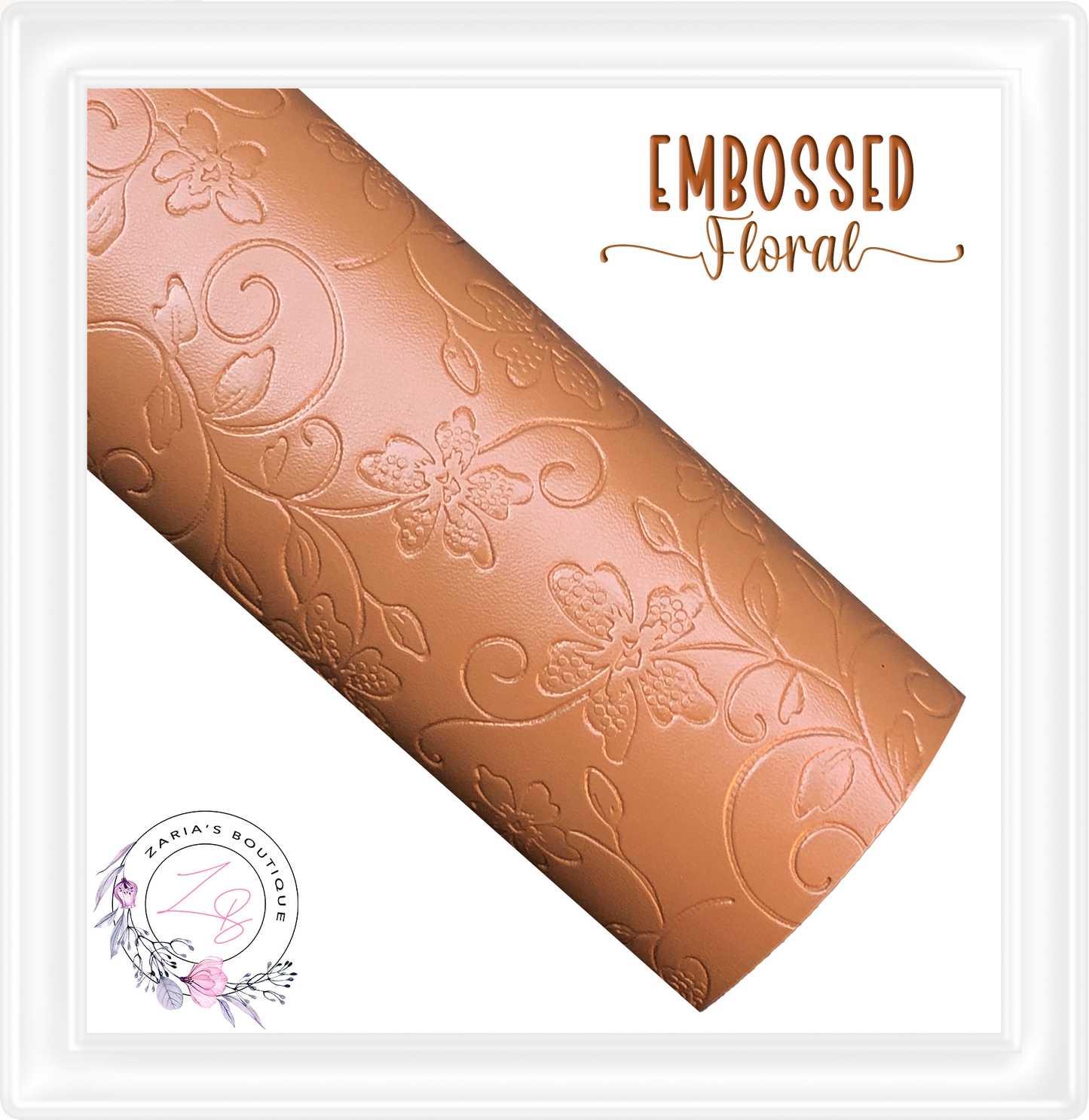 ⋅ Embossed Floral ⋅ Tan Brown ⋅ Vegan Faux Leather ⋅