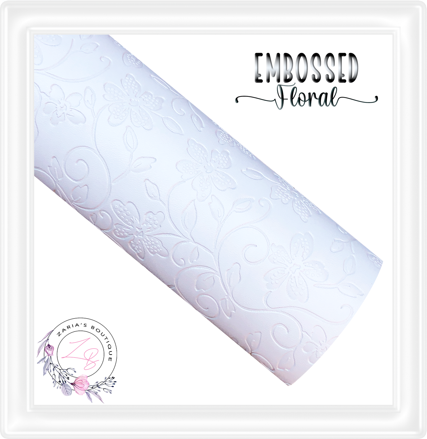 ⋅ Embossed Floral ⋅ White ⋅ Vegan Faux Leather ⋅