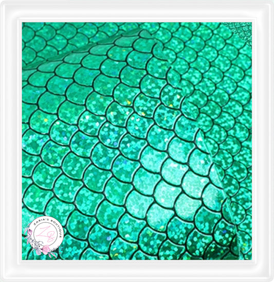 Mermaid Scales ~ Green Holo ~ Faux Leather