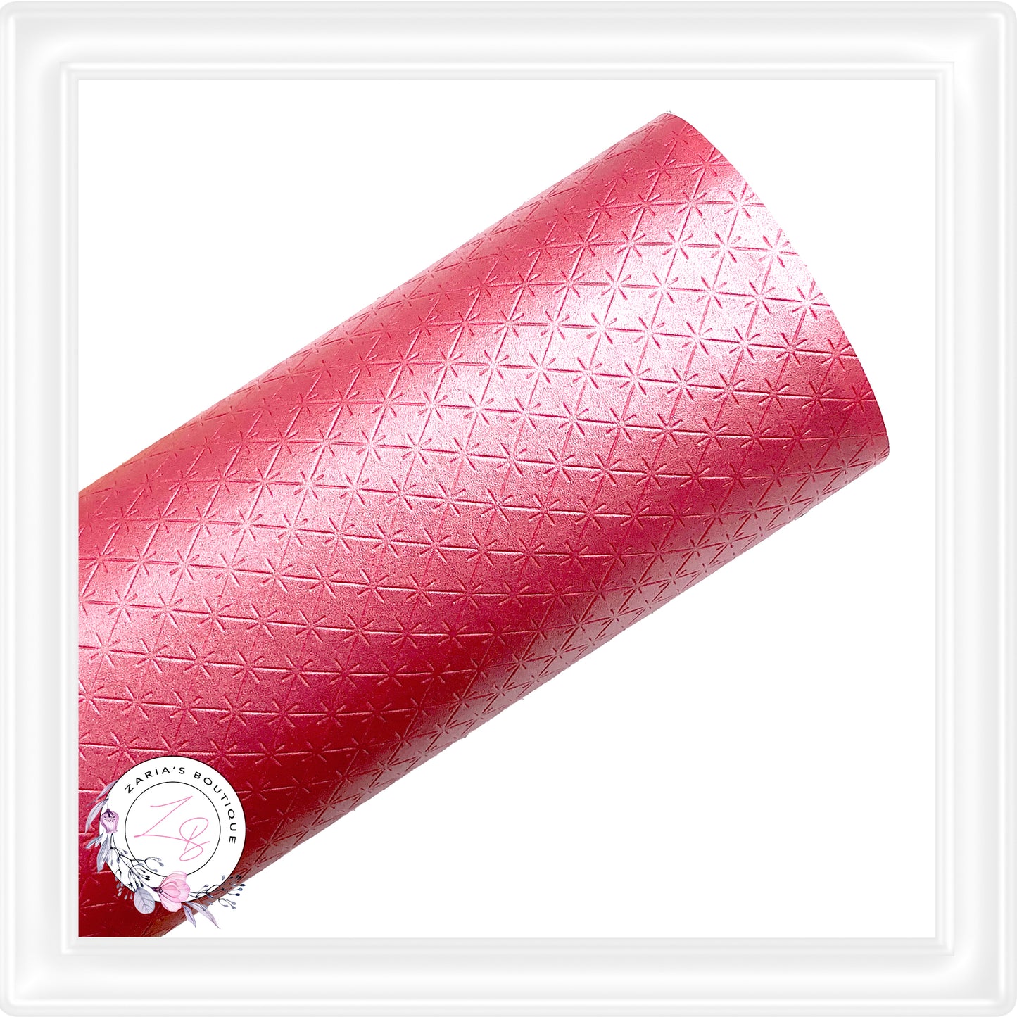 Embossed Snowflakes ~ Pink Vegan Faux Leather Fabric Sheets