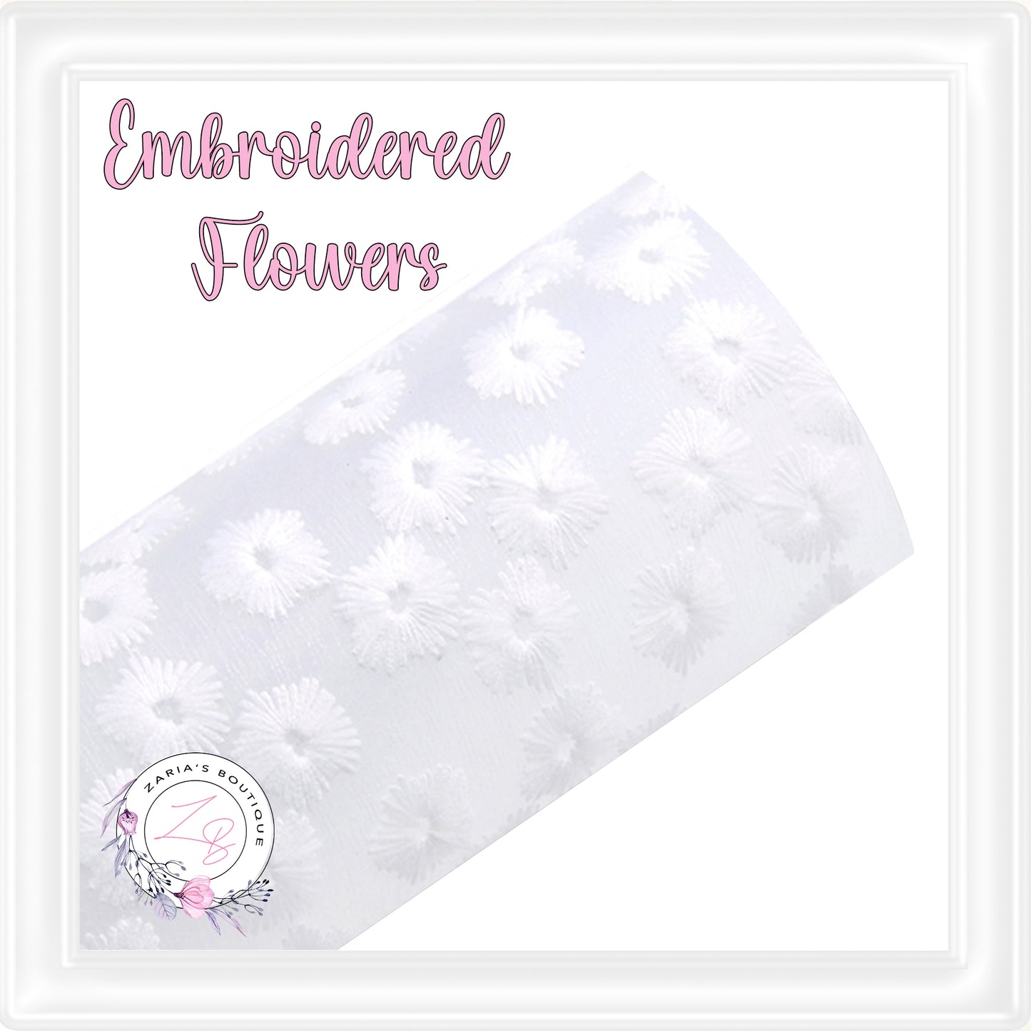 ⋅ Embroidered Daisy Floral ⋅ Translucent Vegan Faux Leather ⋅ White ⋅