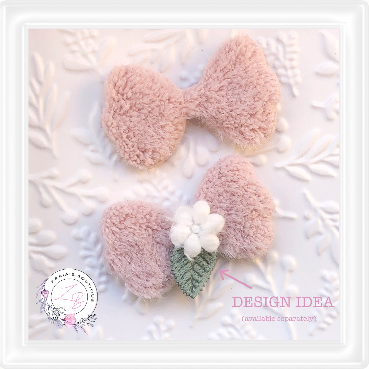 • Fur Bow Appliques • Hair Clip & Bow Embellishments • Per Pair •