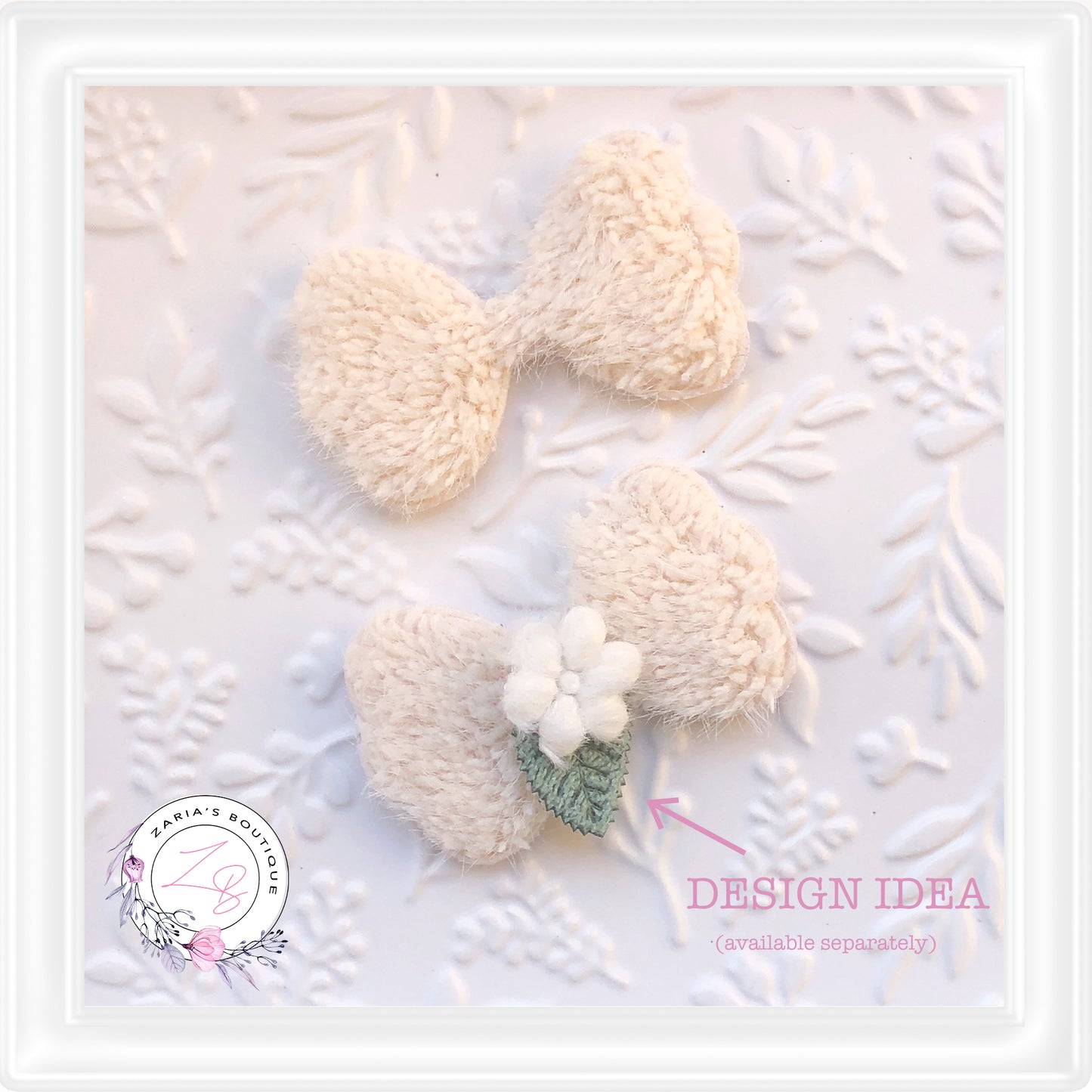 • Fur Bow Appliques • Hair Clip & Bow Embellishments • Per Pair •