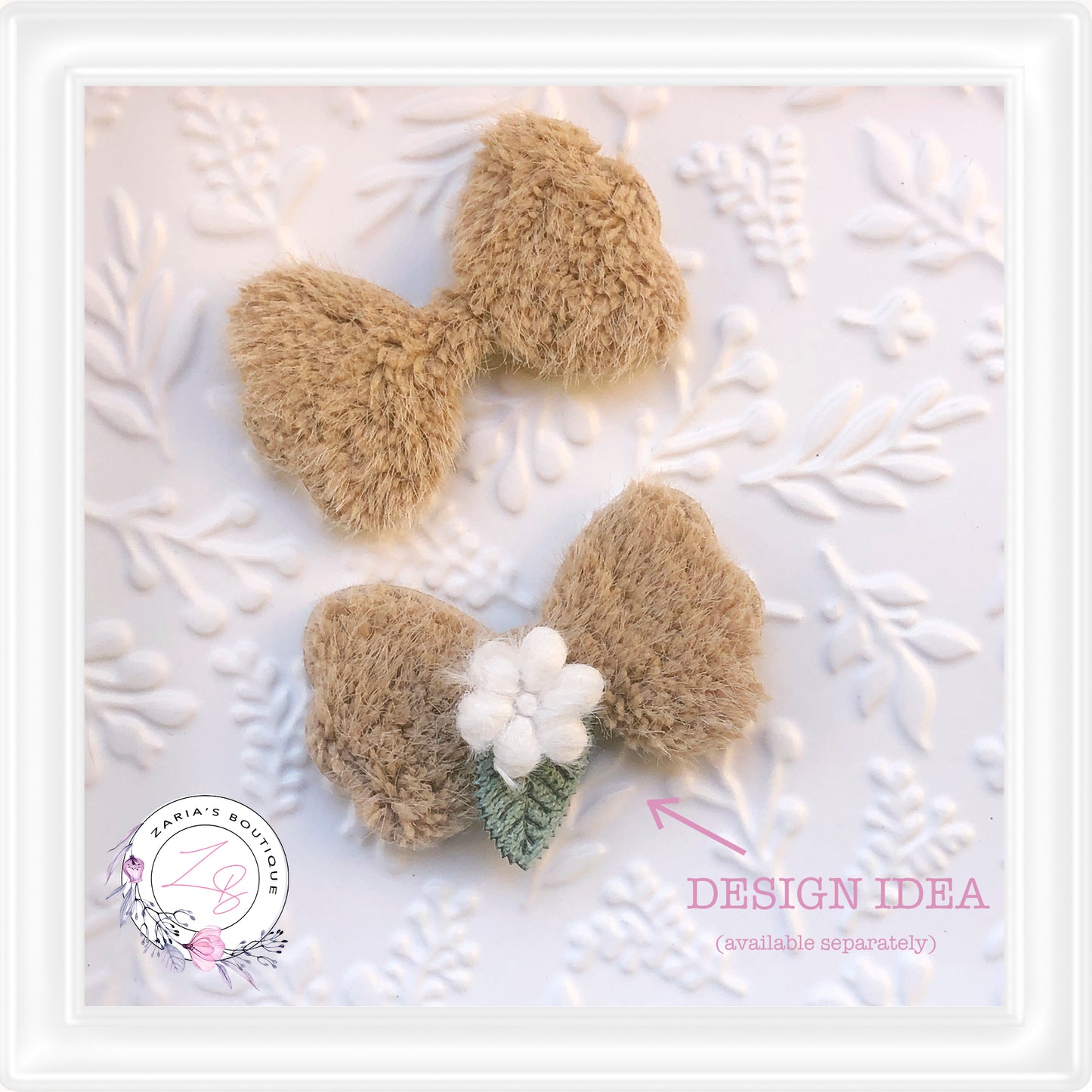 • Fur Bow Appliques • Hair Clip & Bow Embellishments • Per Pair •