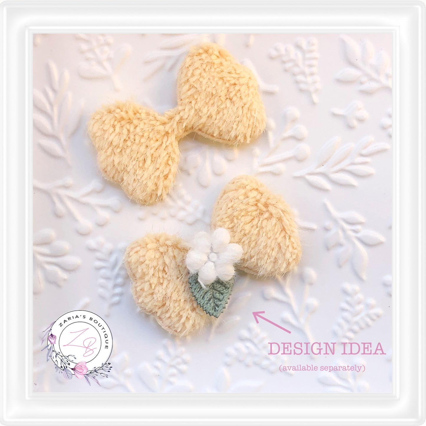 • Fur Bow Appliques • Hair Clip & Bow Embellishments • Per Pair •