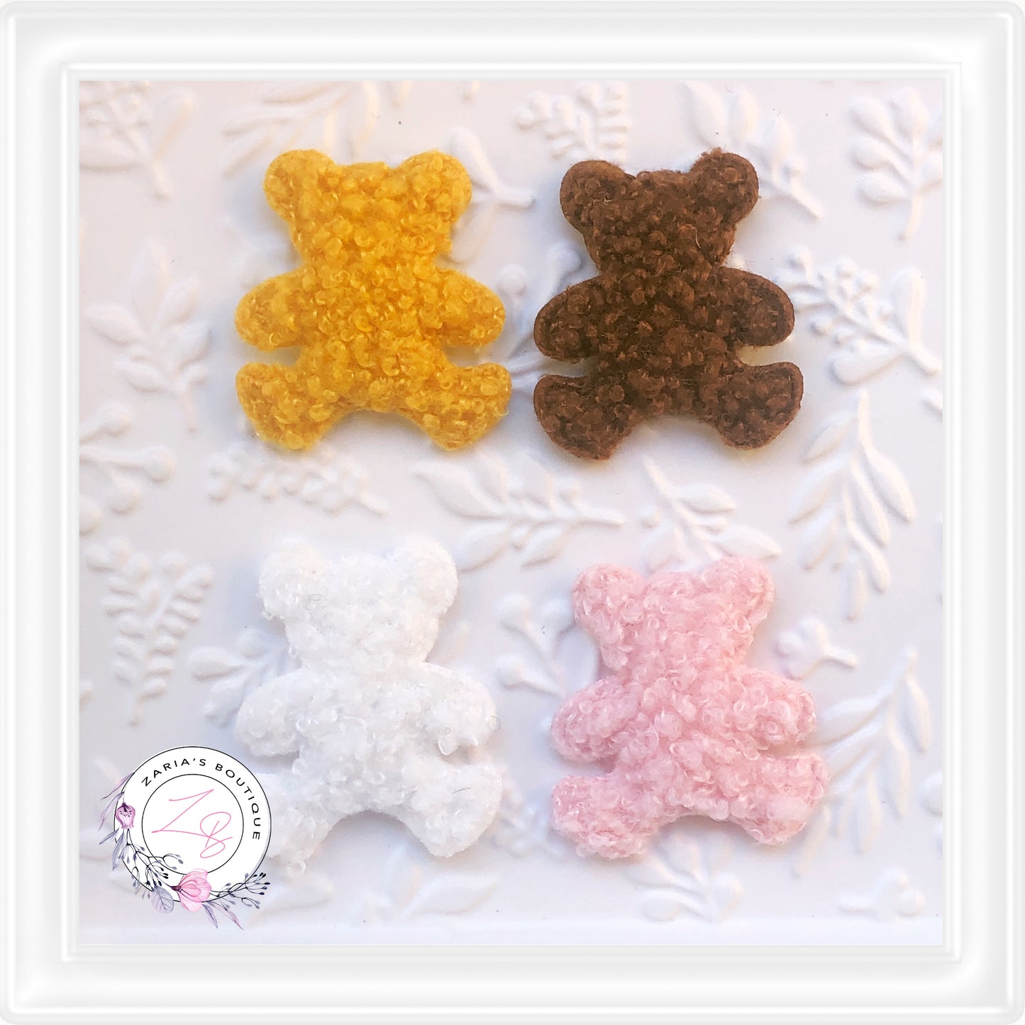• Woolly Teddy Appliques • Hair Clip & Bow Embellishments • 4 Colours • Per Pair •