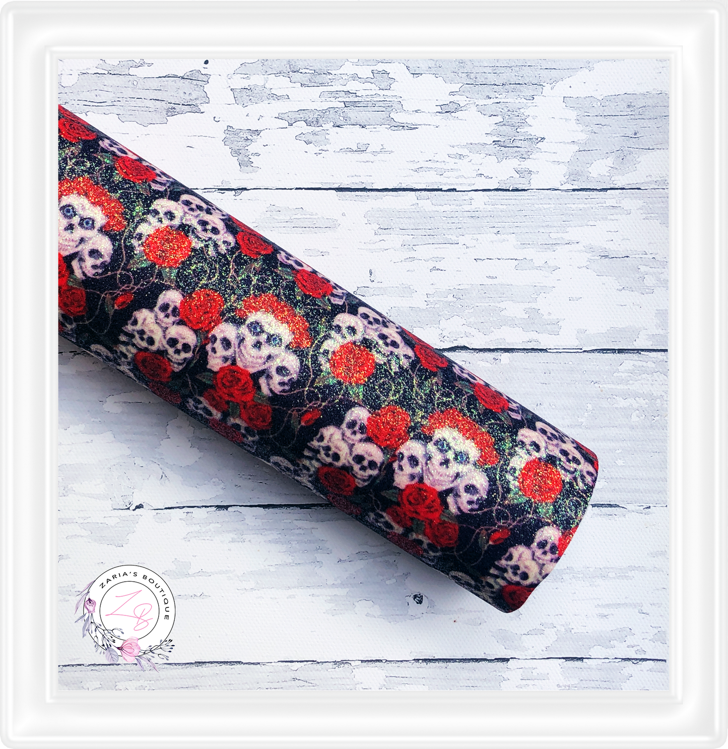 SALE ⋅ ROCKABILLY ROSE FLORAL ⋅ Gothic Red Rose Skulls Fine Glitter