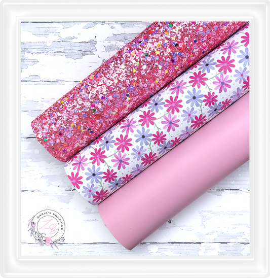 â‹…Â Daisy Delight â‹… Pink & Purple Floral Vegan Faux Leather