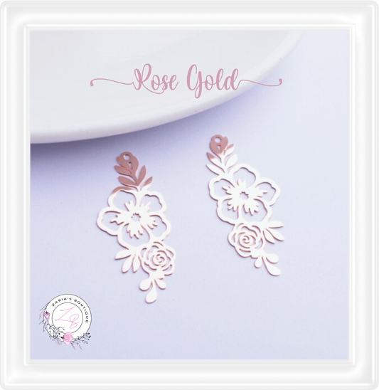 ⋅ Floral Drops ⋅ Rose Gold Metal Earring Embellishments ⋅ 2 pieces
