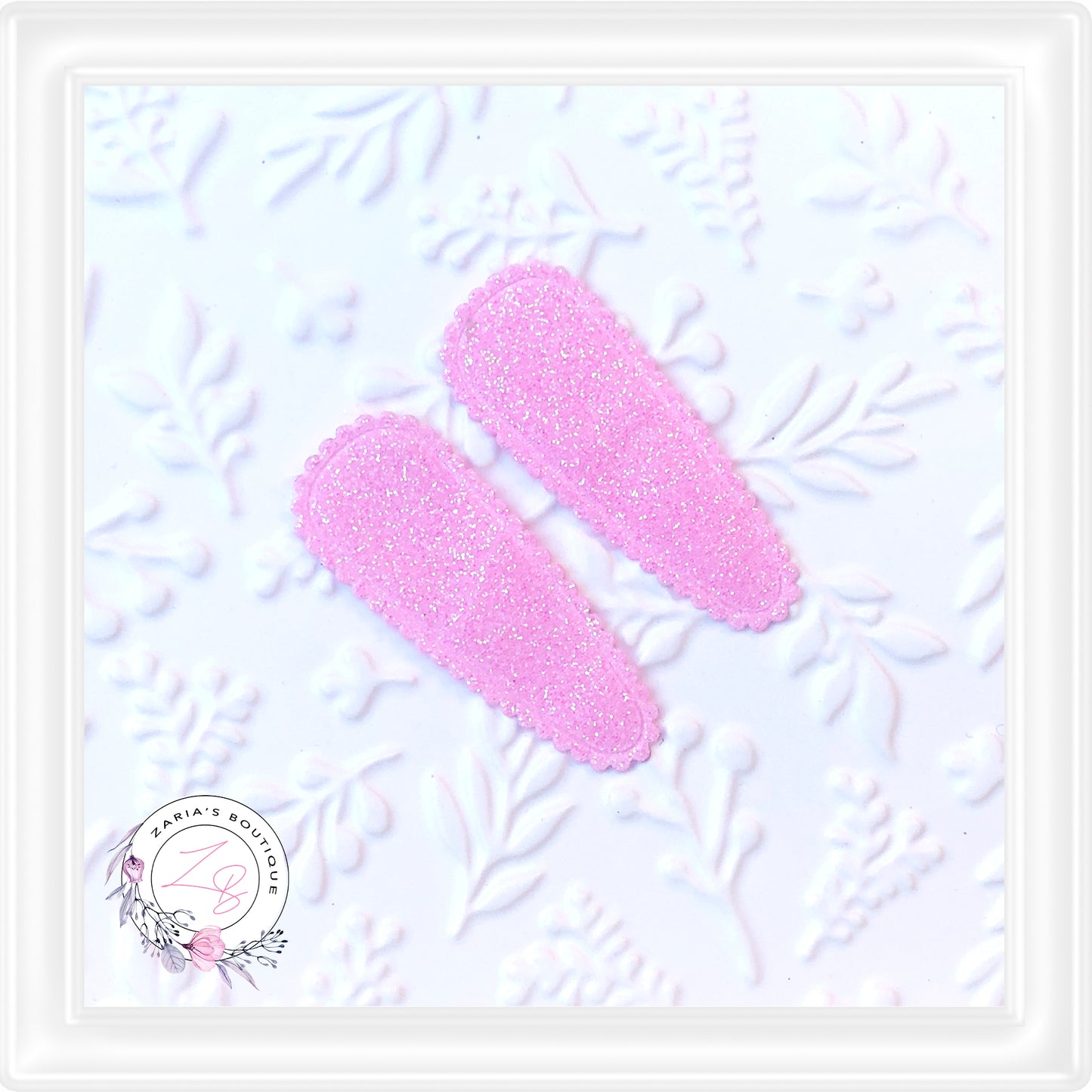• Snap Clip Cover Appliques • Fine Pink Glitter • 5 Pieces •
