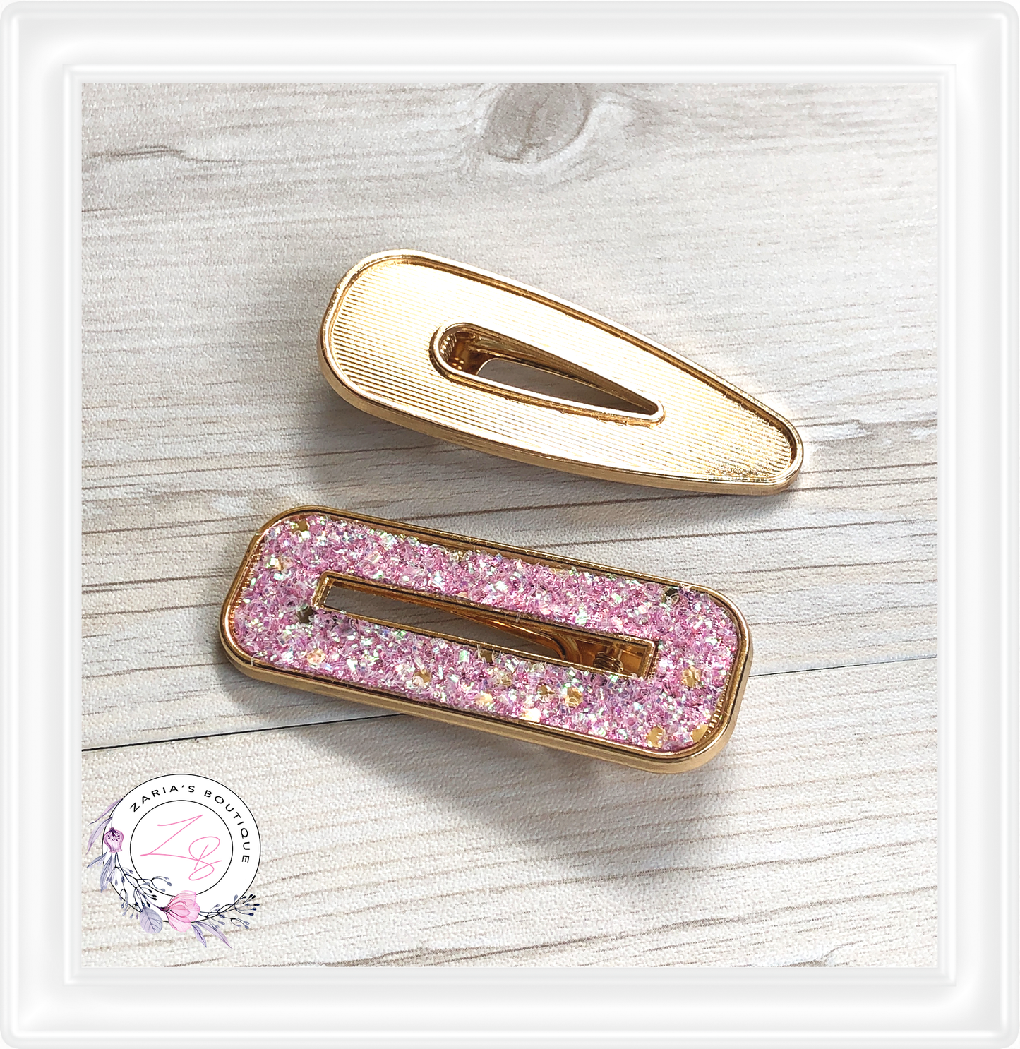 ⋅ Hair Clip Settings ⋅ Gold ⋅ Decorate with Leather Glitter or Resin