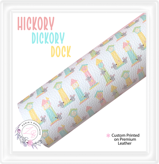 β
 Hickory Dickory Dock β
 Premium Custom Printed Vegan Faux Leather β