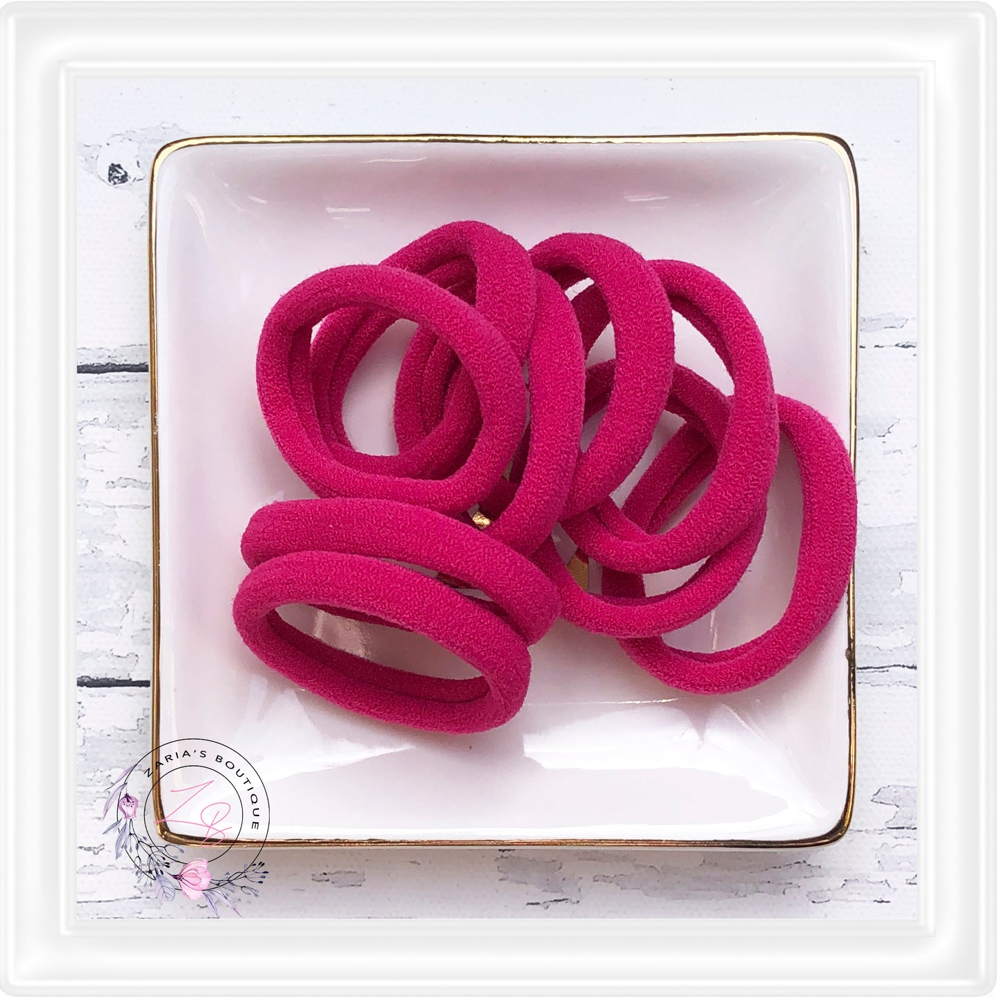 10 Nylon Ponytail Hair Bands ~ Hot Pink