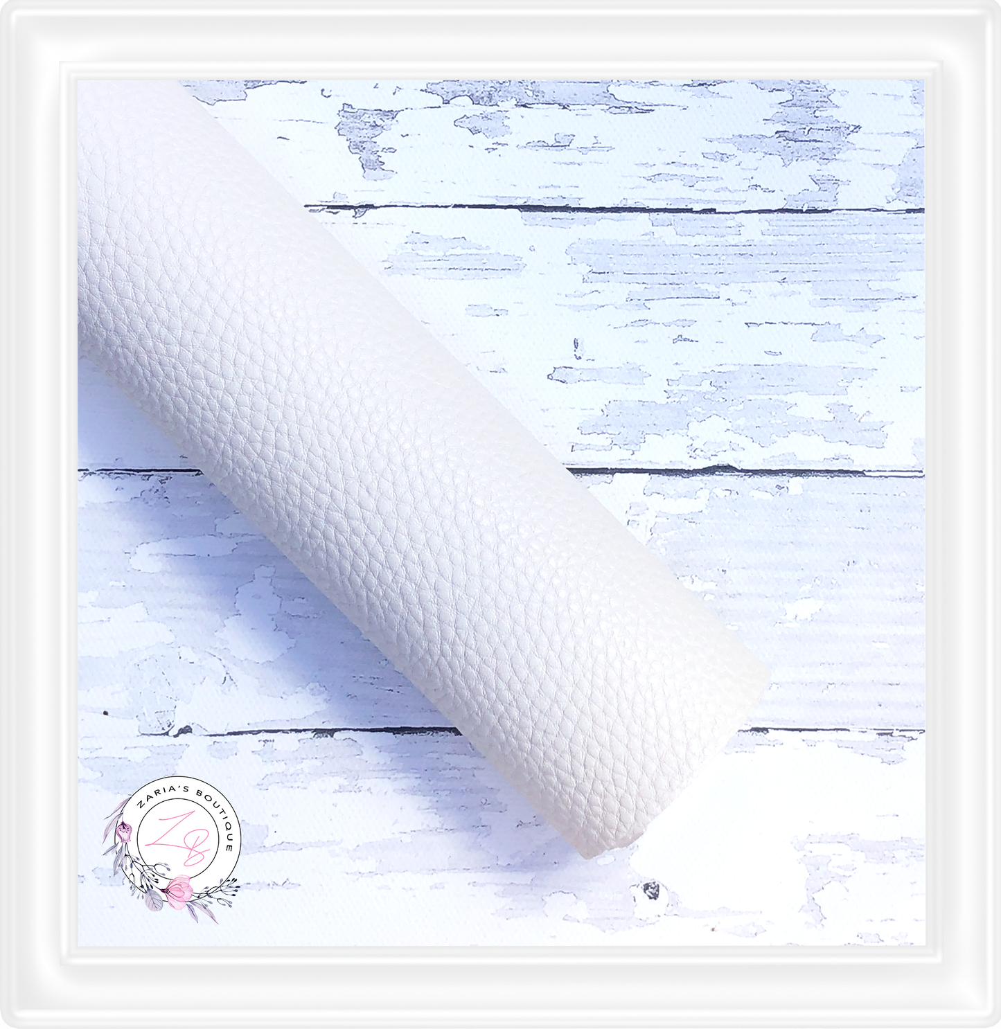 ∙ Plain Premium Vegan Litchi Faux Leather ∙ White ∙
