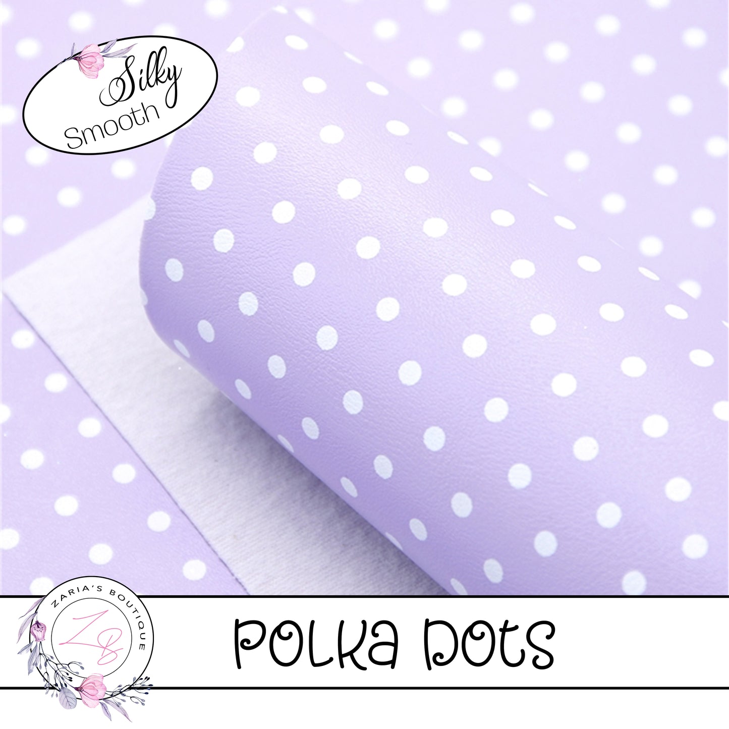 ⋅ Lavender & White Polka Dots ⋅ Smooth Vegan Faux Leather