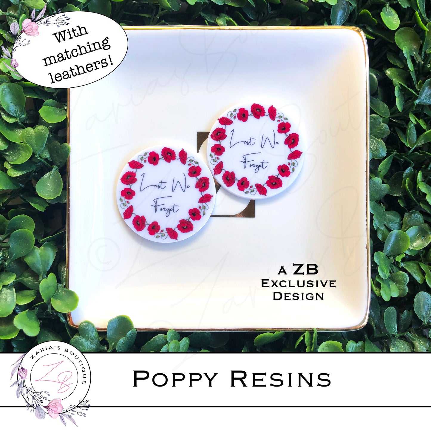 ⋅ Lest We Forget ⋅ Embellishment ⋅ Flatback Resin ⋅ 2 Pieces ⋅