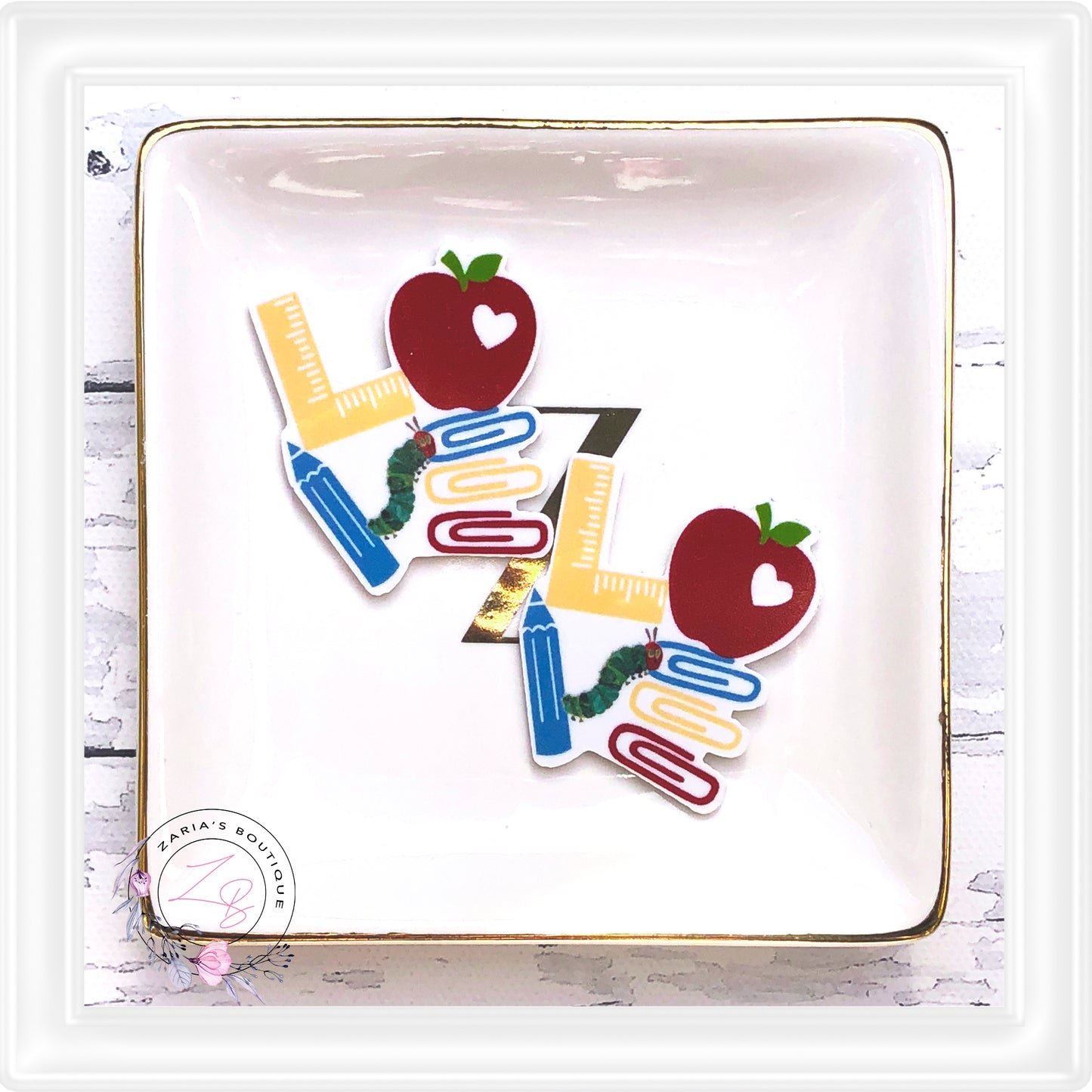 • Love Of Teaching • Resin Flatback Craft Embellishments • Set of 2 •