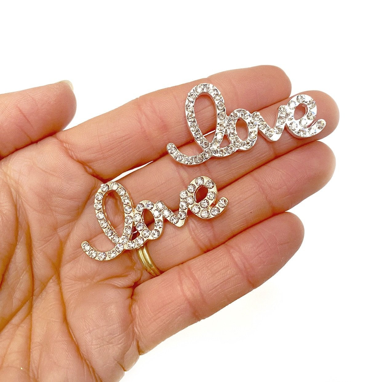 Rhinestone Embellishment ⋅ LOVE ⋅ Silver, Gold or Red