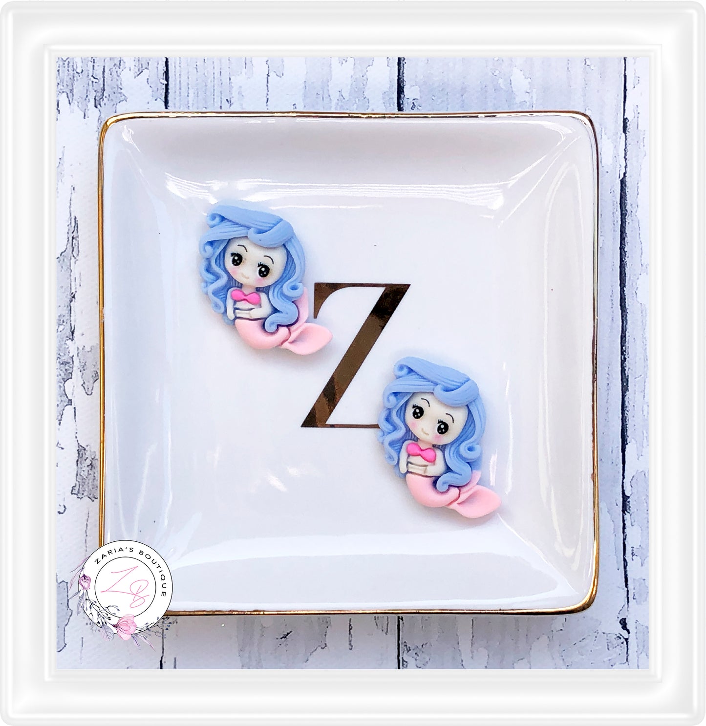 ⋅ Mermaid ⋅ Clay Alternative Flatback Resin Cabochon Embellishments ⋅ Pair ⋅