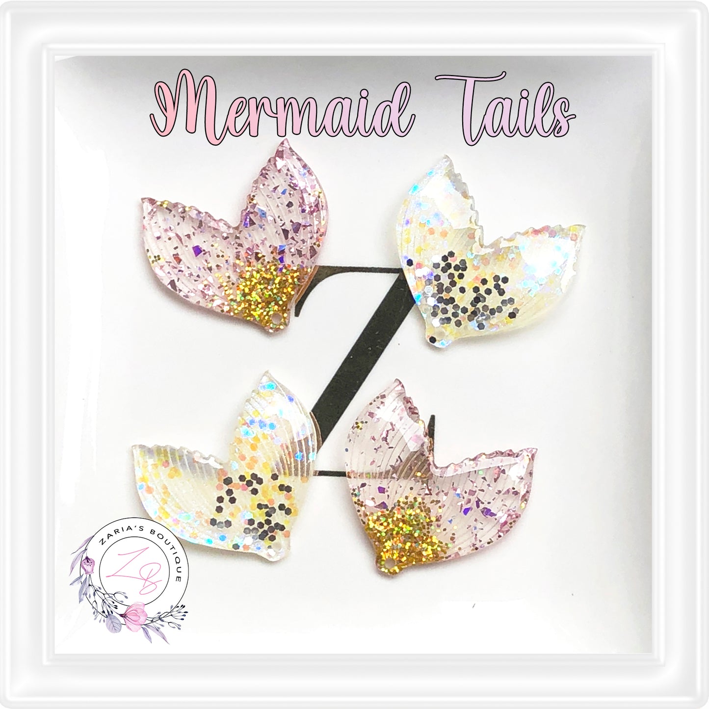 ⋅ MERMAID TAILS ⋅ Flatback Resin Embellishments ⋅ 2 Pieces