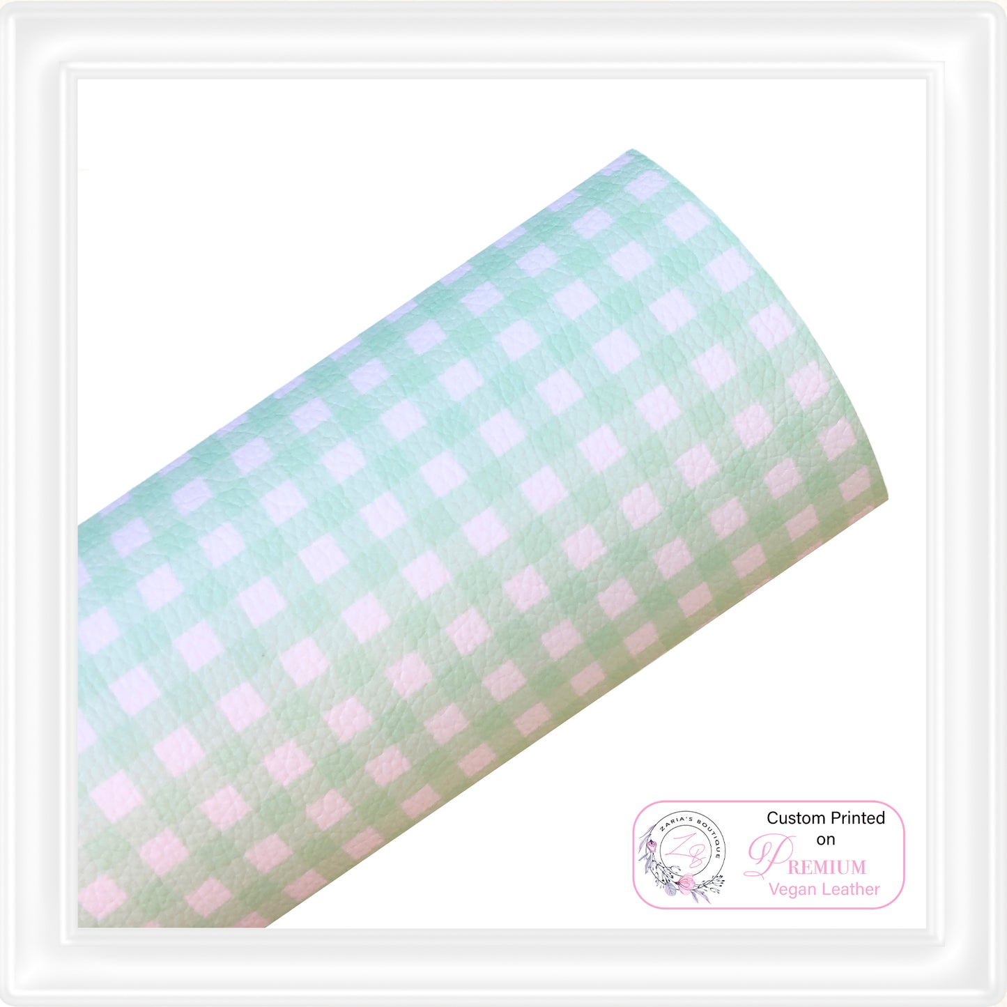 ⋅ Mint Gingham ⋅ Green & White Check ⋅ Premium Vegan Faux Leather ⋅
