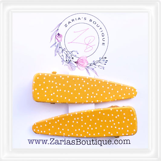 ⋅ Mustard Confetti ⋅ Custom Printed Vegan Faux Leather & Hair Clips ⋅