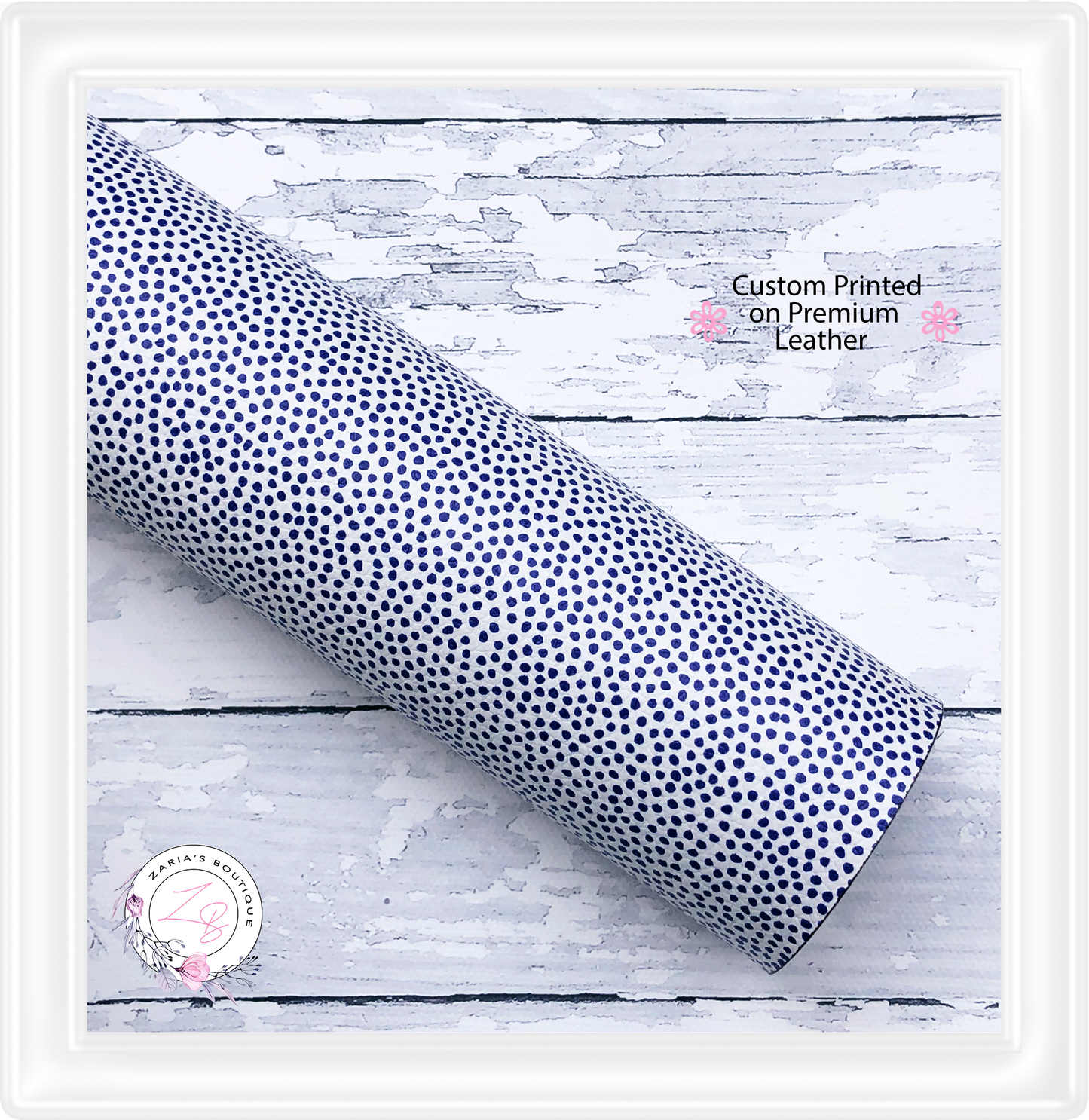 ⋅ Navy Blue Confetti Dots ⋅ Custom Printed Premium Vegan Faux Leather ⋅