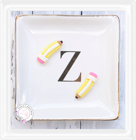 SALE ⋅ School Pencils ⋅ Vegan Faux Leather & Matching Resin Embellishments ⋅