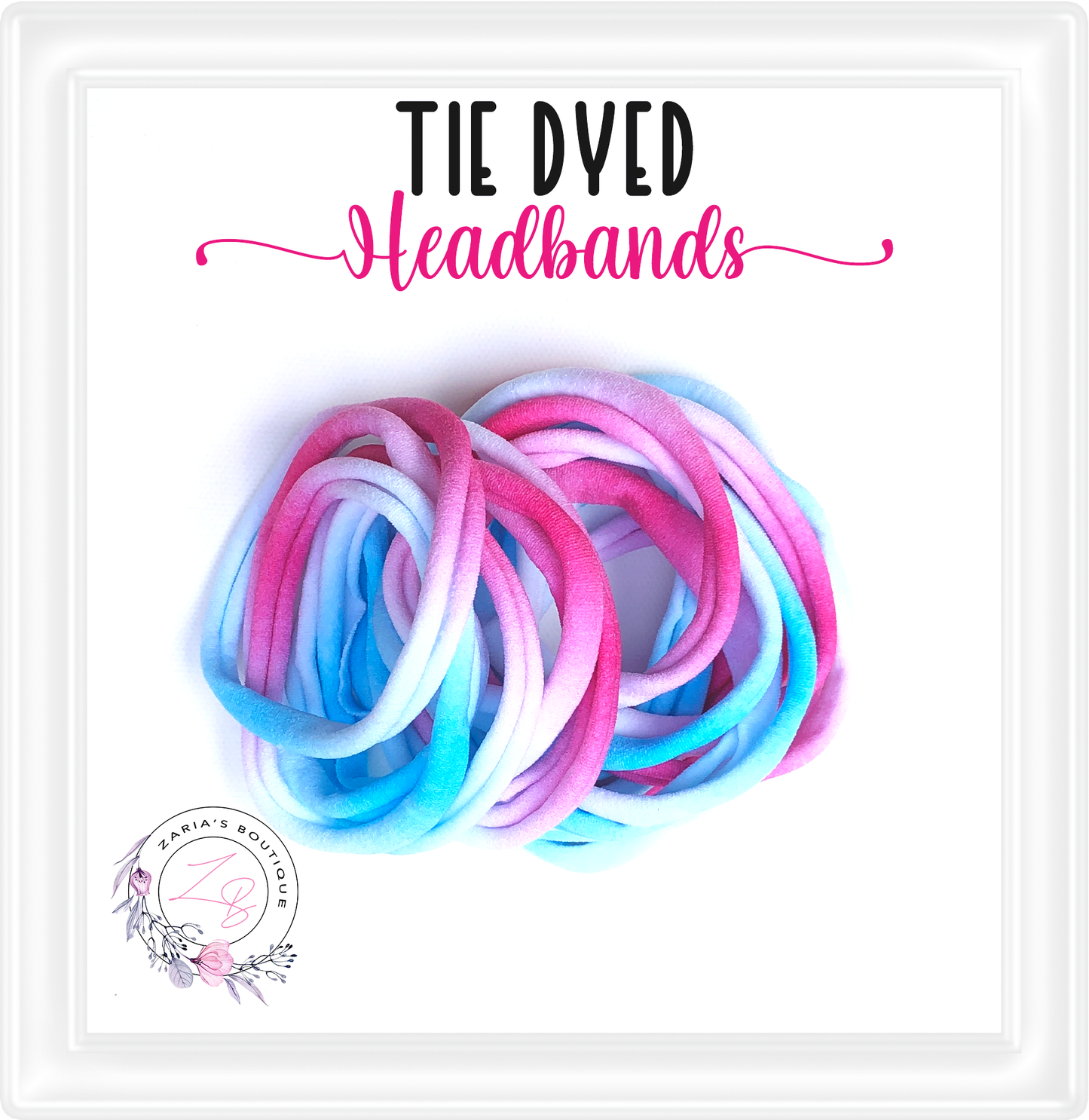 ⋅ Blossom Tie Dye Stretchy Nylon Headbands ⋅ Pack of 5