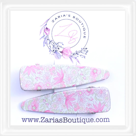 ⋅ EXCLUSIVE ⋅ Ditsy Floral Pink ⋅ Silver ⋅ Premium Hair Clips ⋅