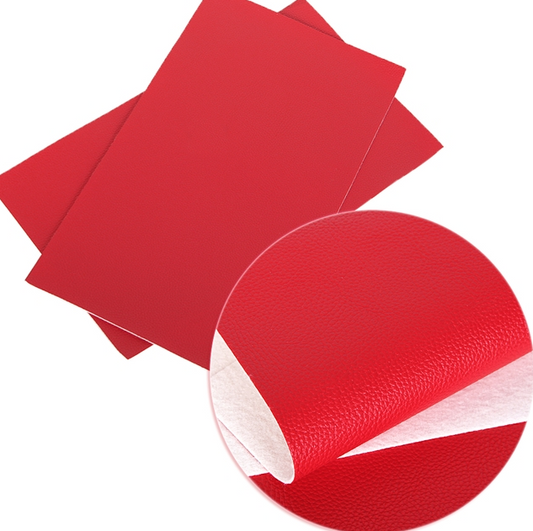 Pebble Grain Faux Leather | Bright Red Litchi Hair Bow Craft Fabric Sheets
