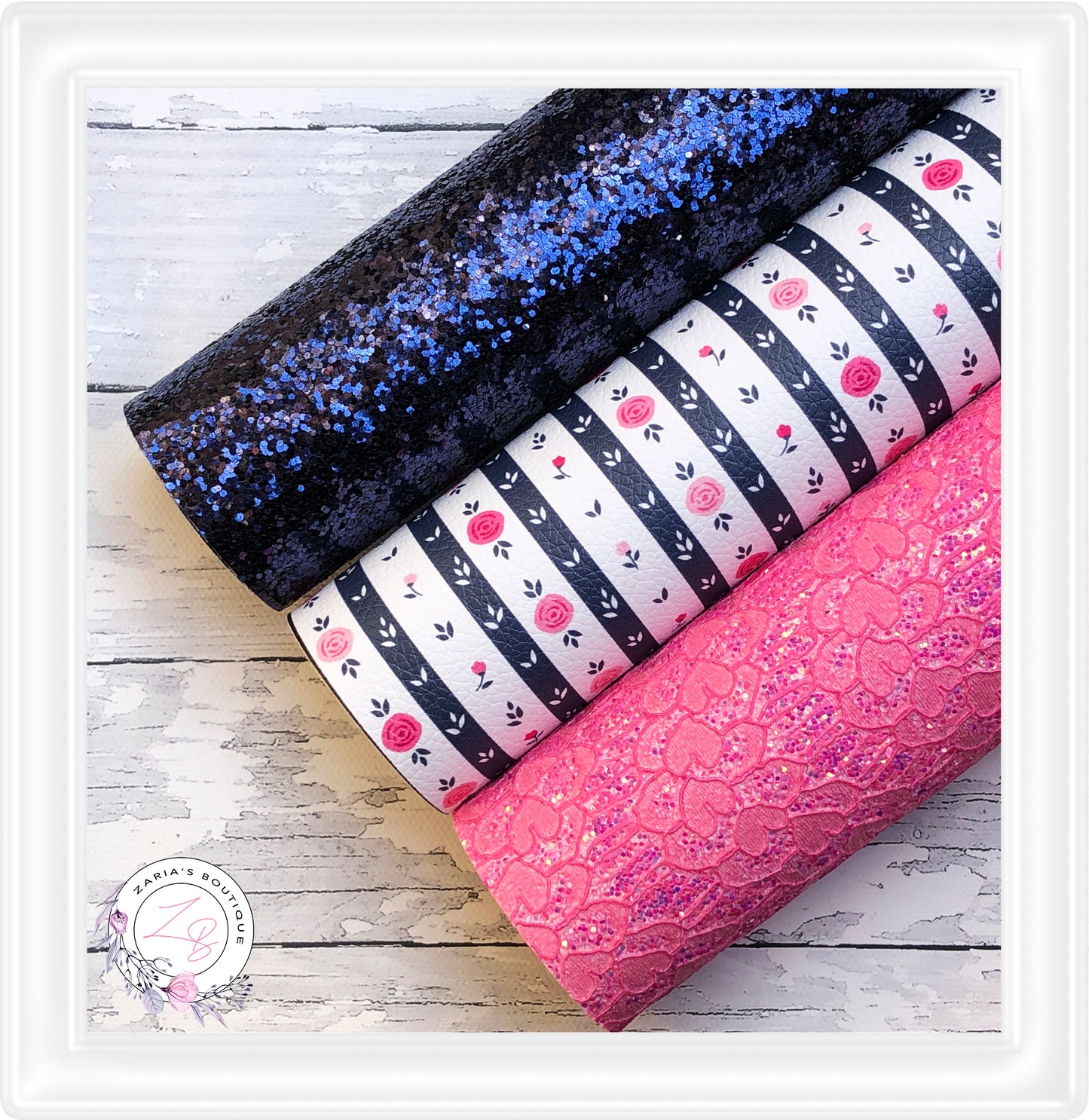 ⋅ Chic Rose Stripes ⋅ Premium Vegan Faux Leather & Glitter Bundle ⋅