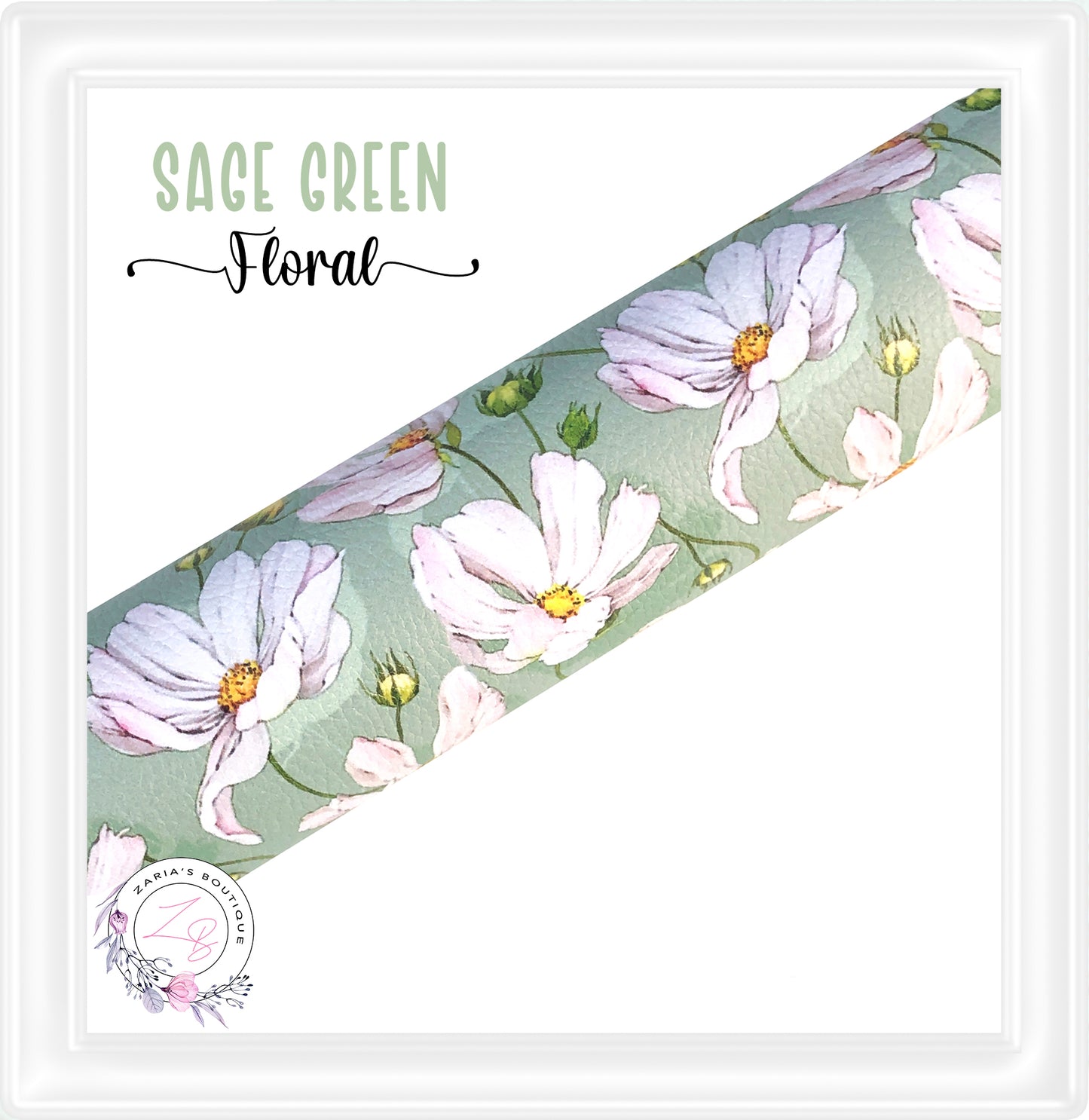 SALE ⋅ Sage Floral ⋅ Green Vegan Faux Leather