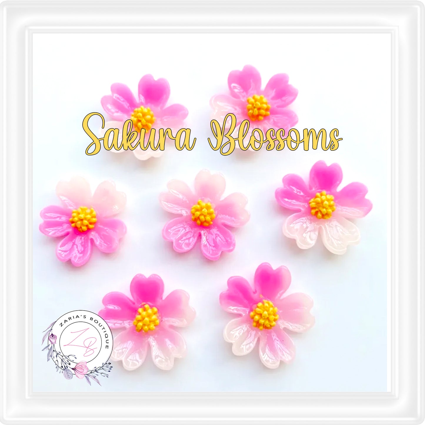 ⋅ SAKURA FLOWERS ⋅ Flatback Resin Embellishments ⋅ 5 Colours ⋅