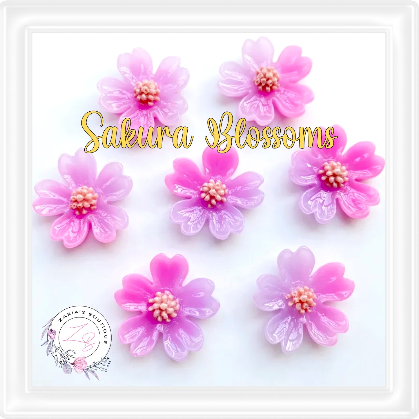 ⋅ SAKURA FLOWERS ⋅ Flatback Resin Embellishments ⋅ 5 Colours ⋅