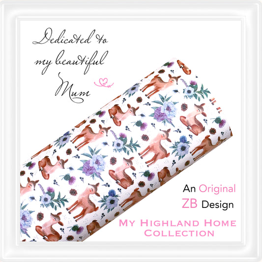 ⋅ My Highland Home ⋅ Deer Fawn Floral ⋅ Custom Printed Vegan Faux Leather ⋅