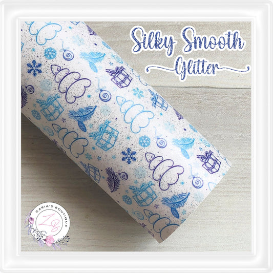 SALE ⋅ Blue Christmas Trees⋅  Chunky Glitter Faux Leather ⋅