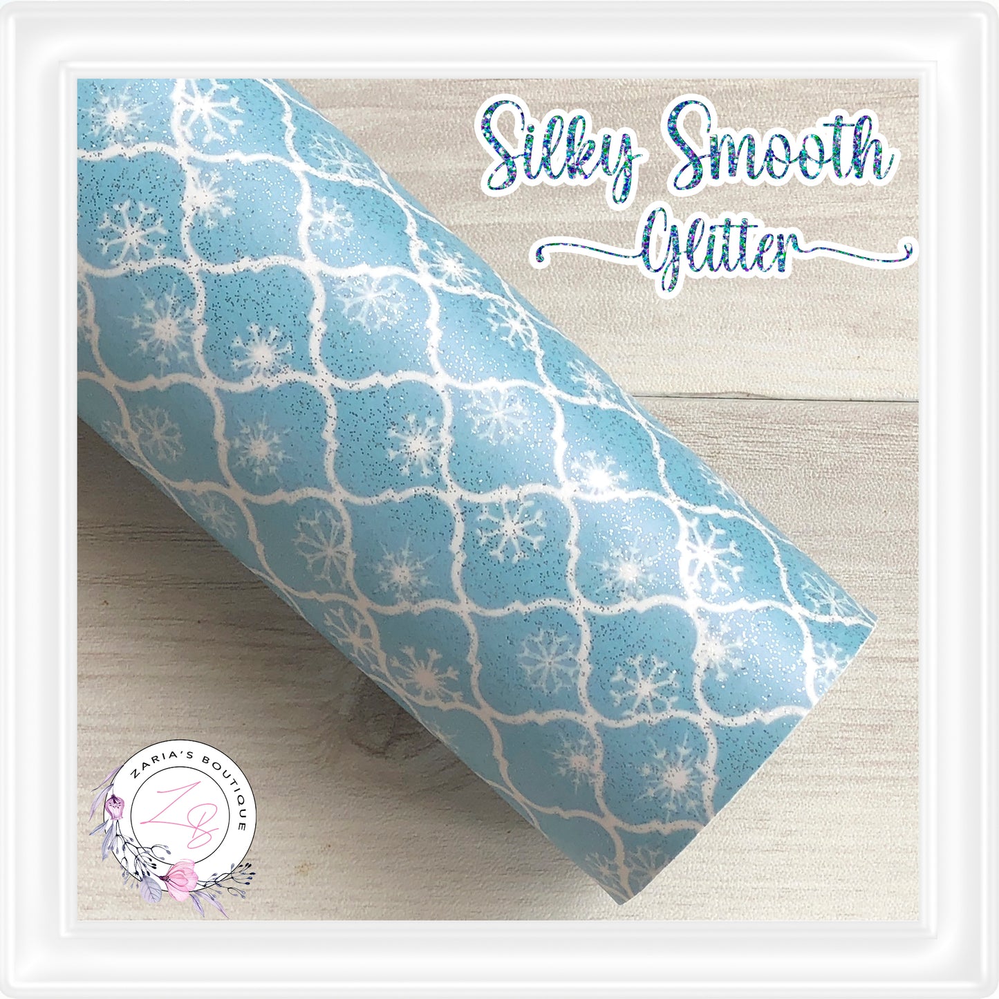 ⋅ Blue Snowflakes ⋅ Silky Smooth Glitter Faux Leather ⋅