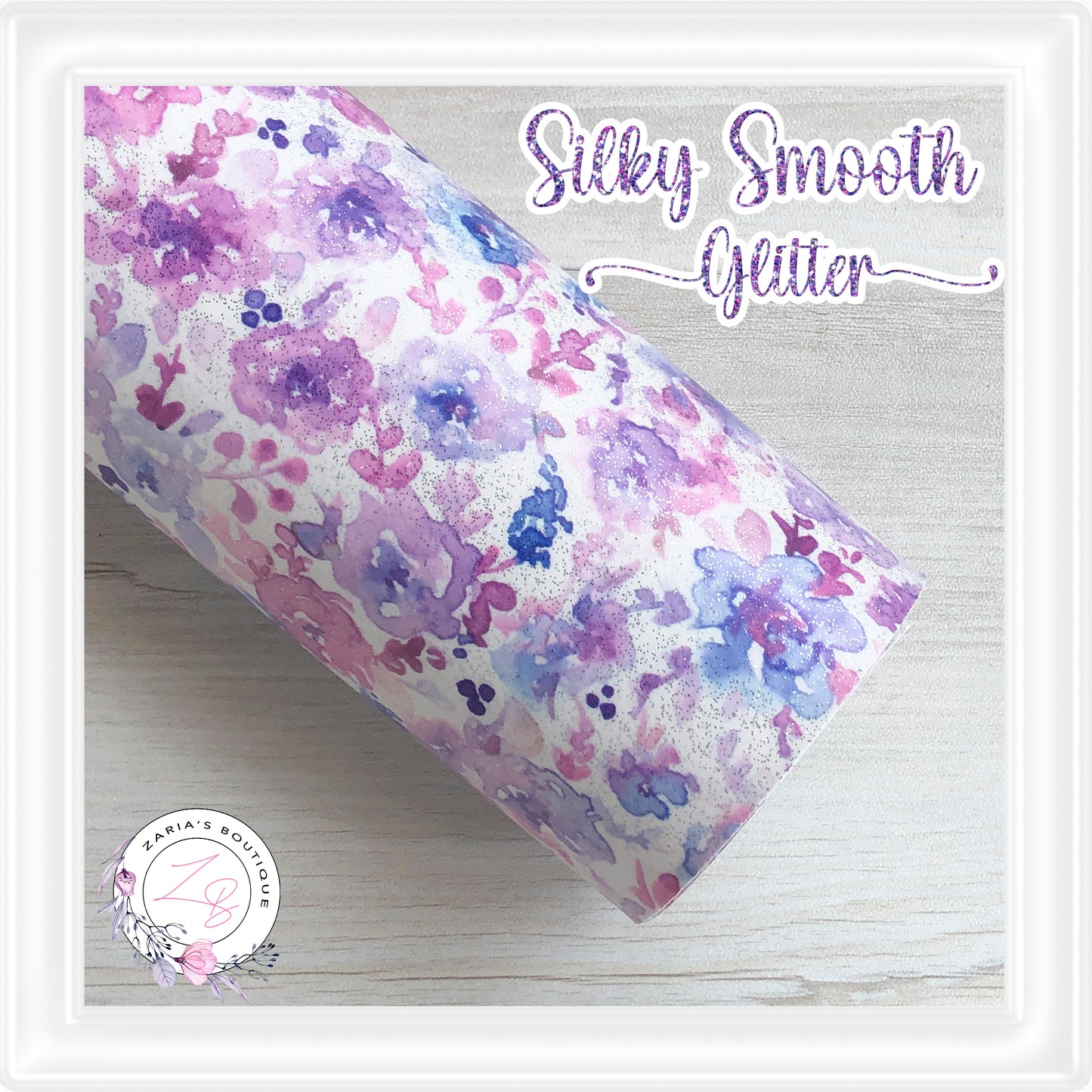 ⋅ Purple Watercolour Blooms ⋅ Silky Smooth Glitter Faux Leather ⋅