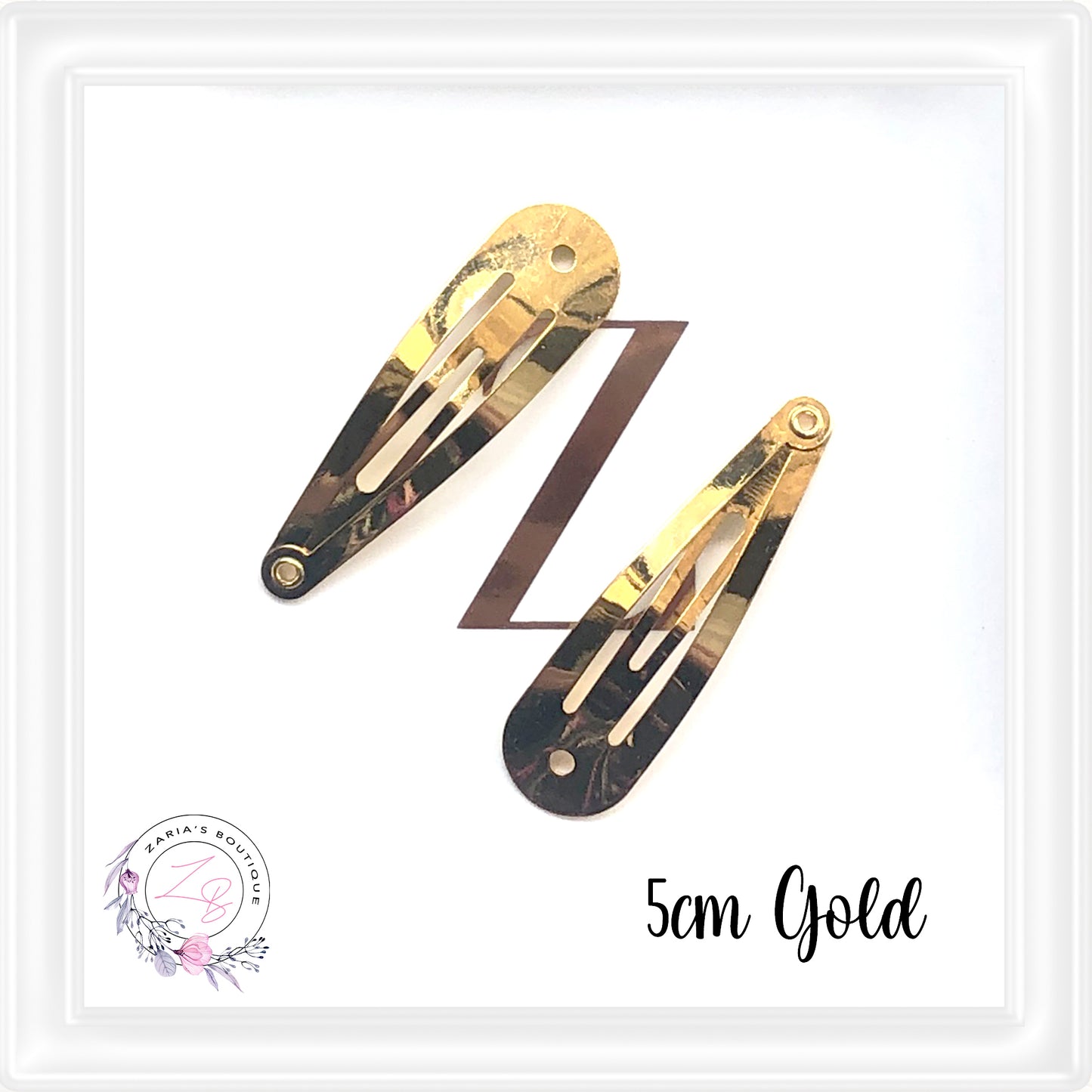 • 5cm Snap Hair Clips • 10 pcs • Gold •