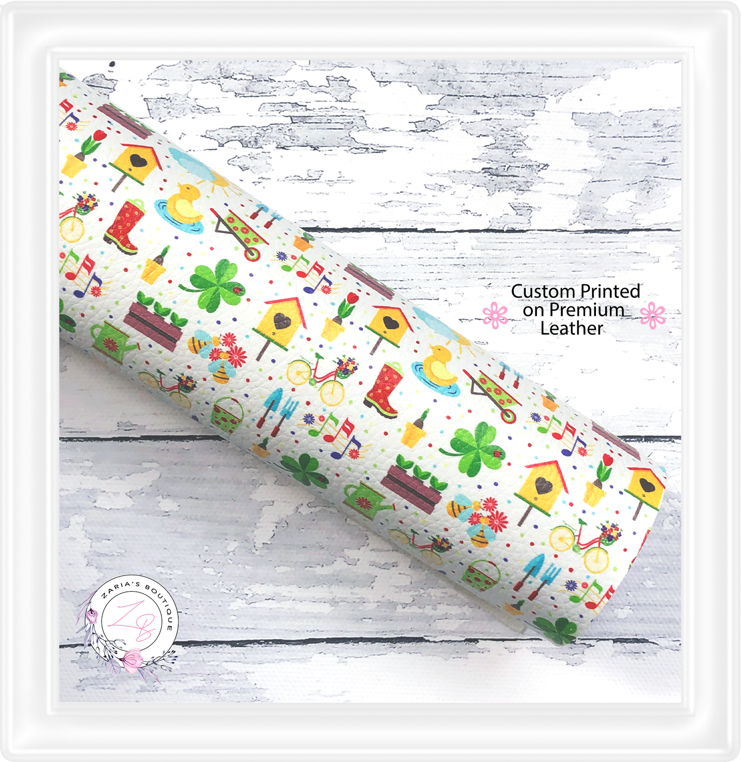 ⋅ Spring Garden ⋅ Custom Vegan Faux Leather ⋅ Single Sheets Or Rolls! ⋅
