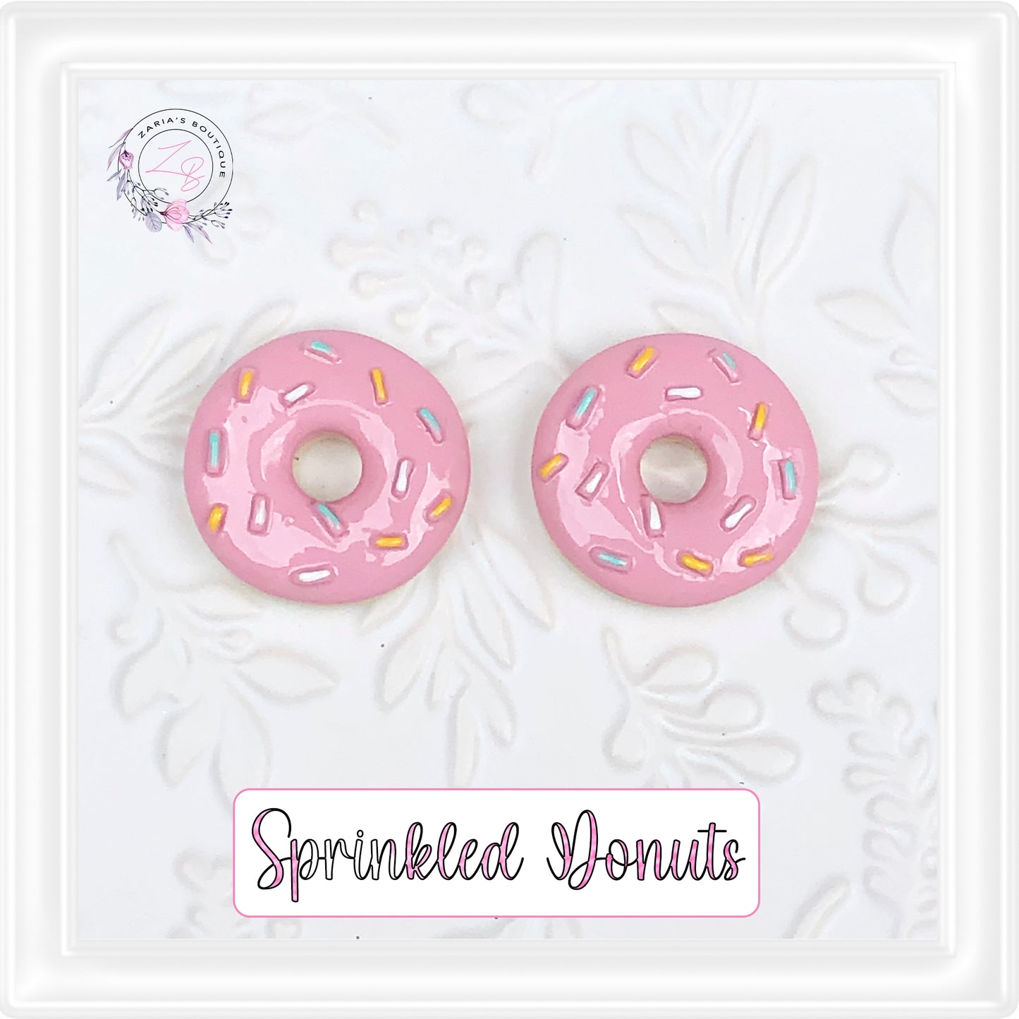⋅ Sprinkled Donuts ⋅ Flatback Cabochon Resin Embellishments ⋅ 2 pieces ⋅