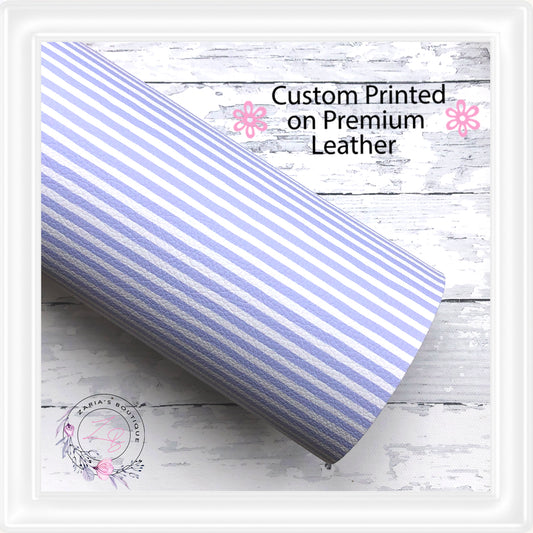 ⋅ Cornflower Blue & White Stripes ⋅ Custom Printed Premium Vegan Faux Leather •