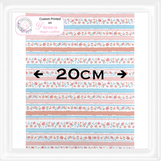 β
 Floral Stripes β
 Custom Printed Vegan Faux Leather & Hair Clips β