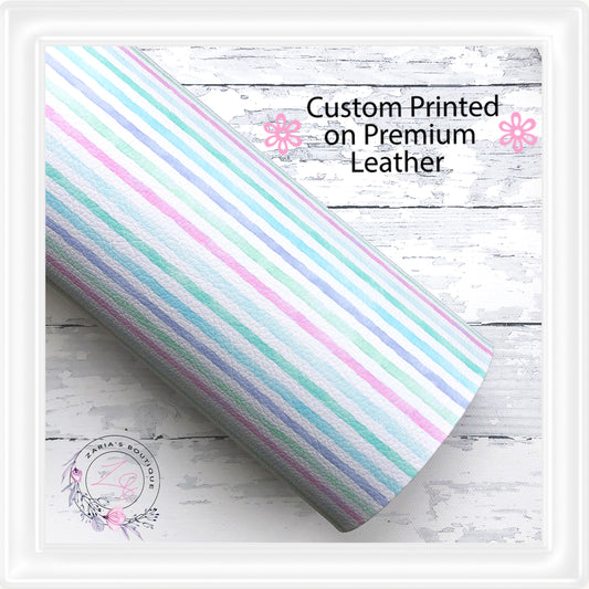 ⋅ Watercolour Pastel Stripes ⋅ Custom Printed Premium Vegan Faux Leather •