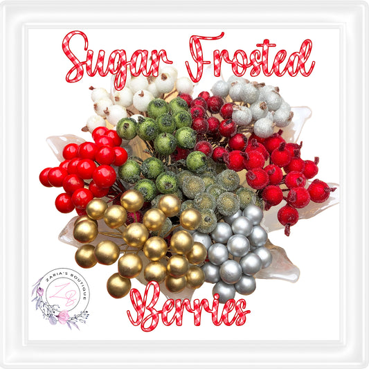 ⋅ Sugar Frosted Christmas Berries ⋅ 9 Colours ⋅ Single Colours or Mixed Bunch ⋅