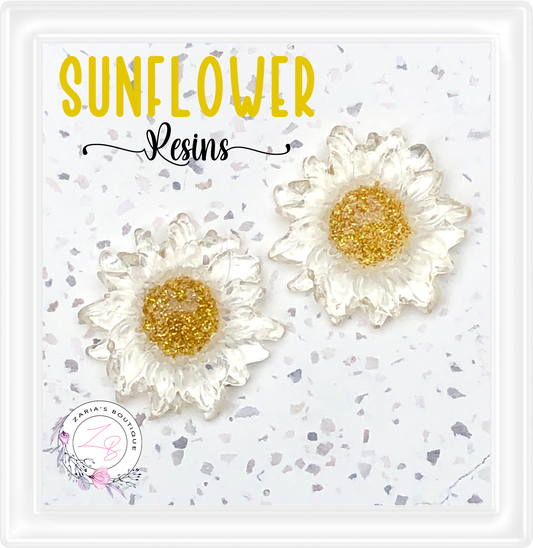 â‹… Sunflower Embellishments â‹… Transparent Gold Glitter or Yellow Resin Flowers â‹…