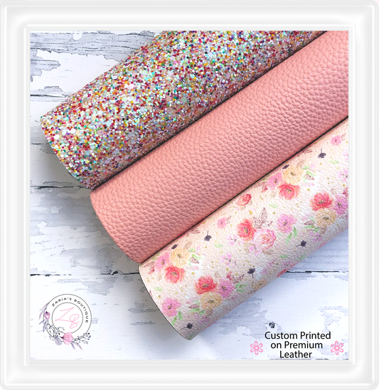 ⋅ Peaches & Cream ⋅ Premium Floral Vegan Faux Leather