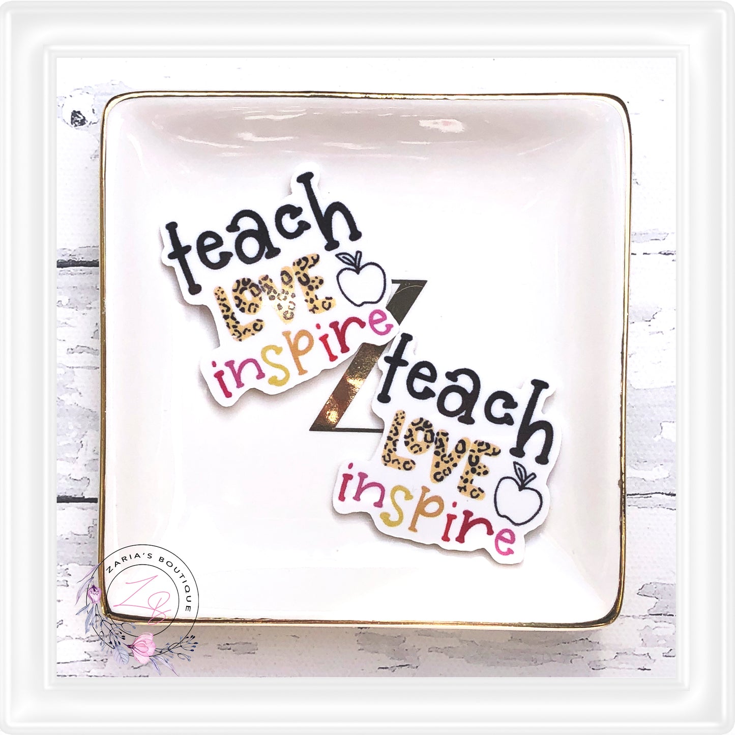 • Teach Love Inspire • Resin Flatback Craft Embellishments • Set of 2 •