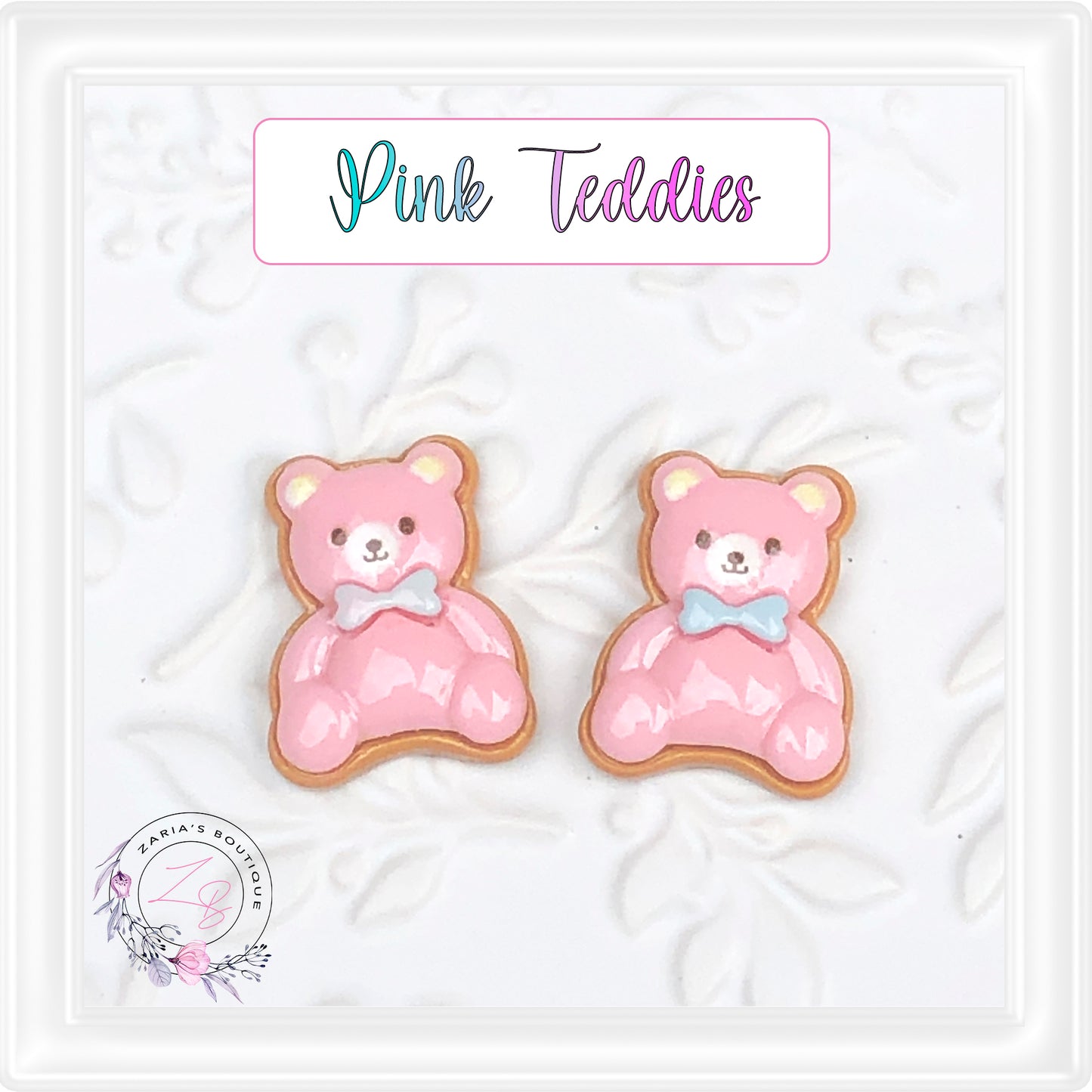 ⋅ P I N K T E D D I E S ⋅ Flatback Resin Embellishment ⋅ 2 Pieces ⋅